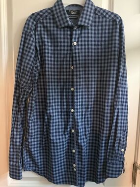 Button-Down Blue Check Men's Shirt